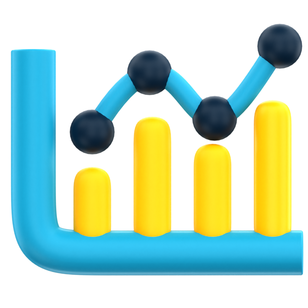 3D business data chart png