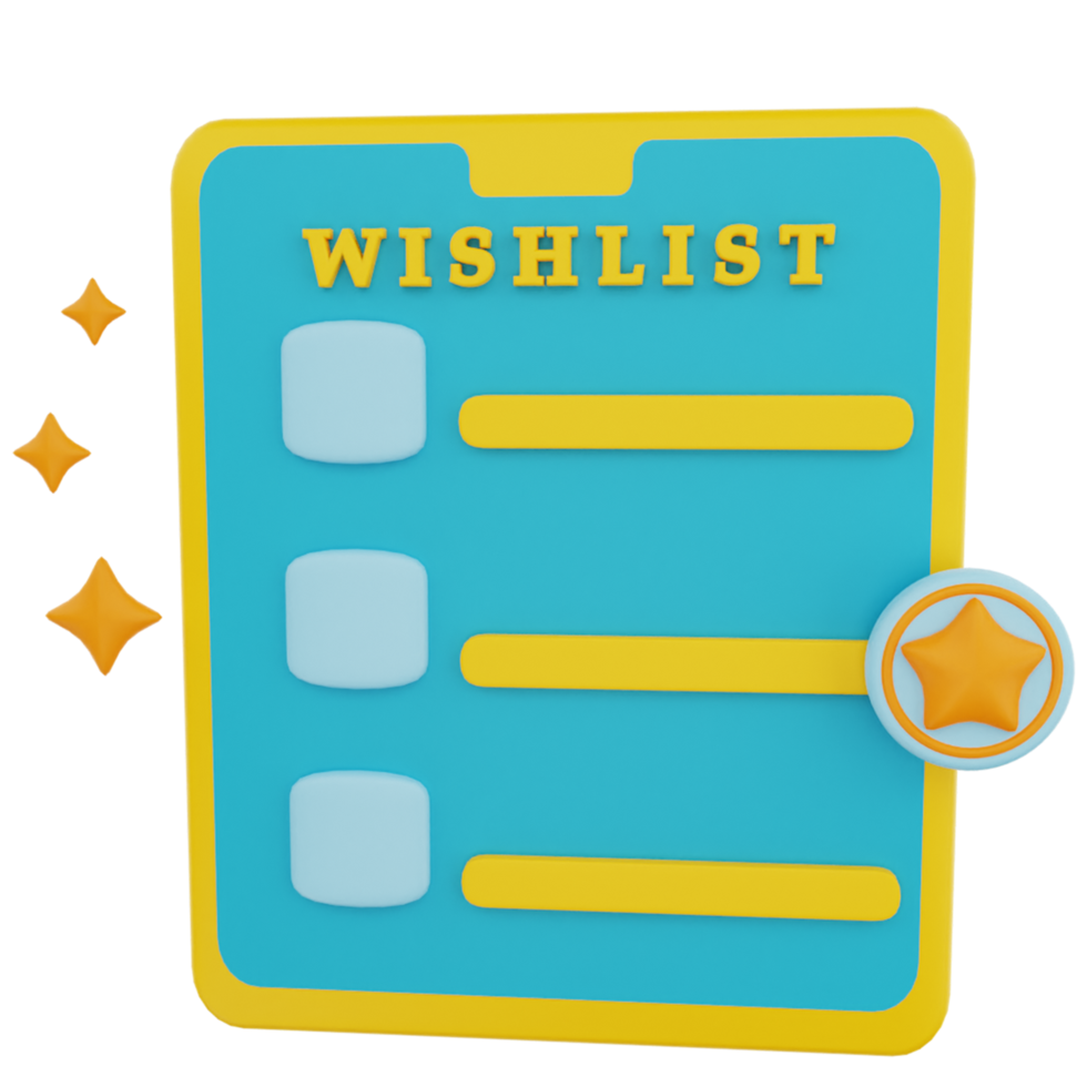 3d rendering wishlist shopping png