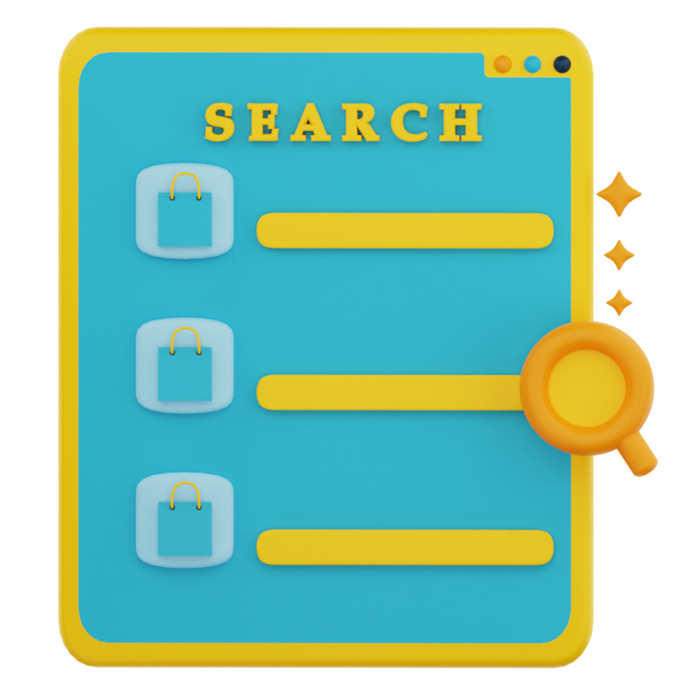 3d search shopping list png