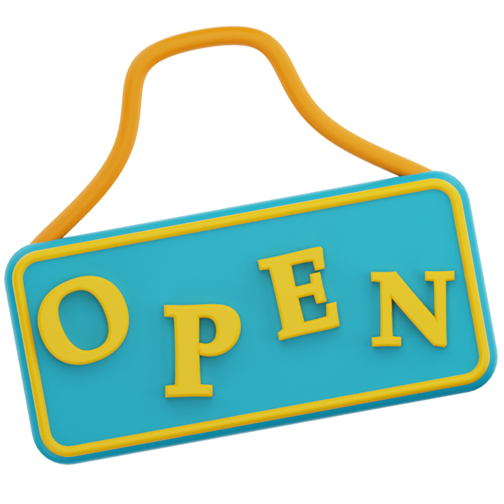 3d open sign shop png