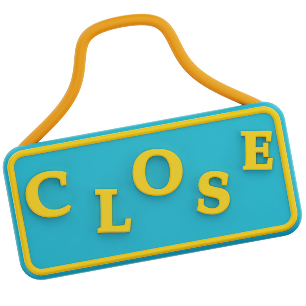 3d close sign shop png