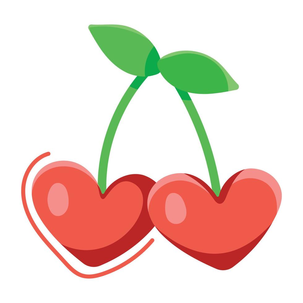 cerezas de corazón de moda vector