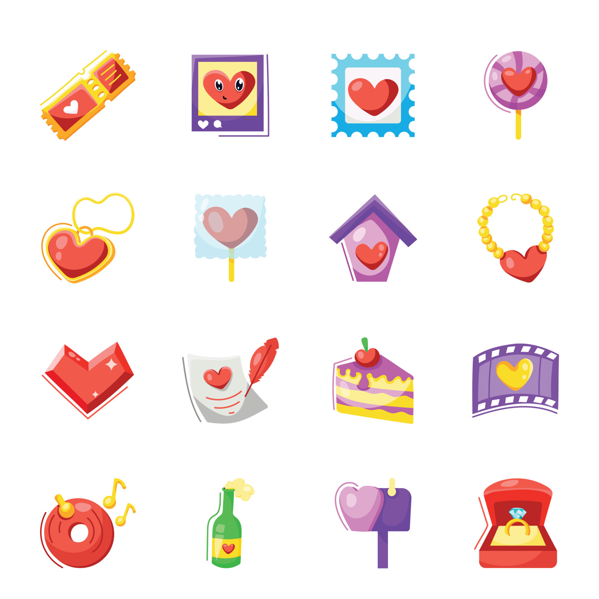 Cute Collection of Love Flat Stickers 18868785 Vector Art at Vecteezy