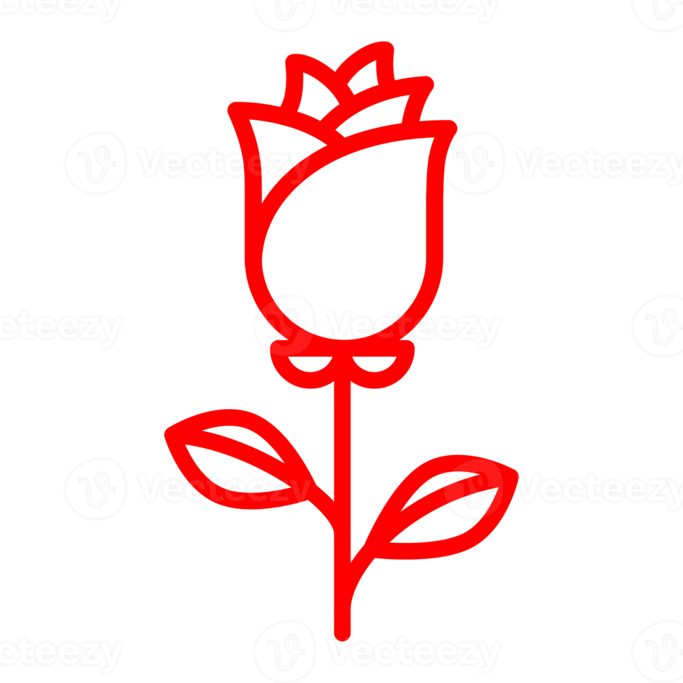 gelukkig valentijnsdag dag kaart, rood roos bloem, gemakkelijk lijn icoon png