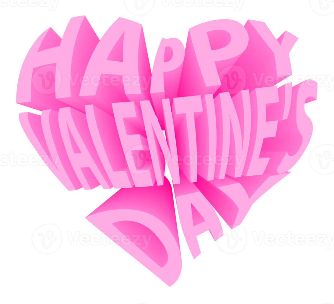 glücklicher valentinstag, illustration der typografie auf herzform png