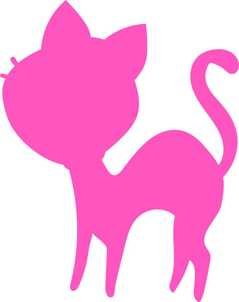 Silhouette of a cat in pink color. png