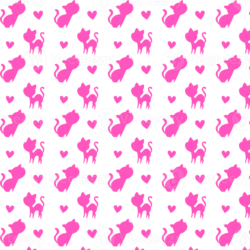 Background with silhouette of cats in pink color. png