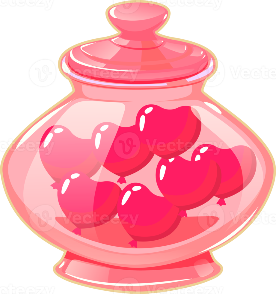 Sticker of a glass pink jar with hearts.Holiday love Valentine's day. png