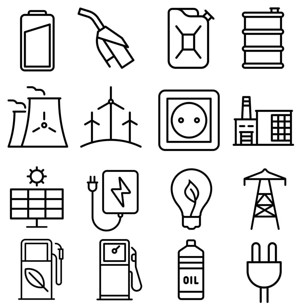 conjunto de vectores de iconos de energía. colección de signos de ilustración de energía. símbolo de electricidad