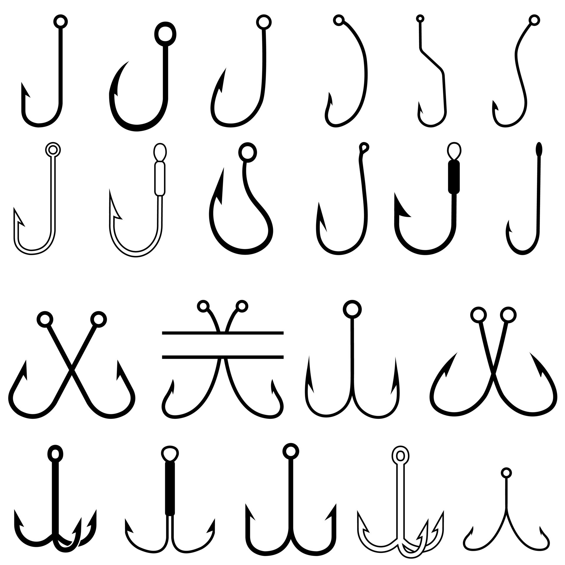 Fishing hook icon vector set. Fishing illustration sign collection