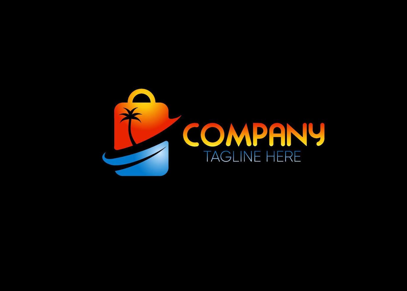 holiday suitcase with beach sunset palm tree logo, this is a perfect logo for your resort or cottag vector