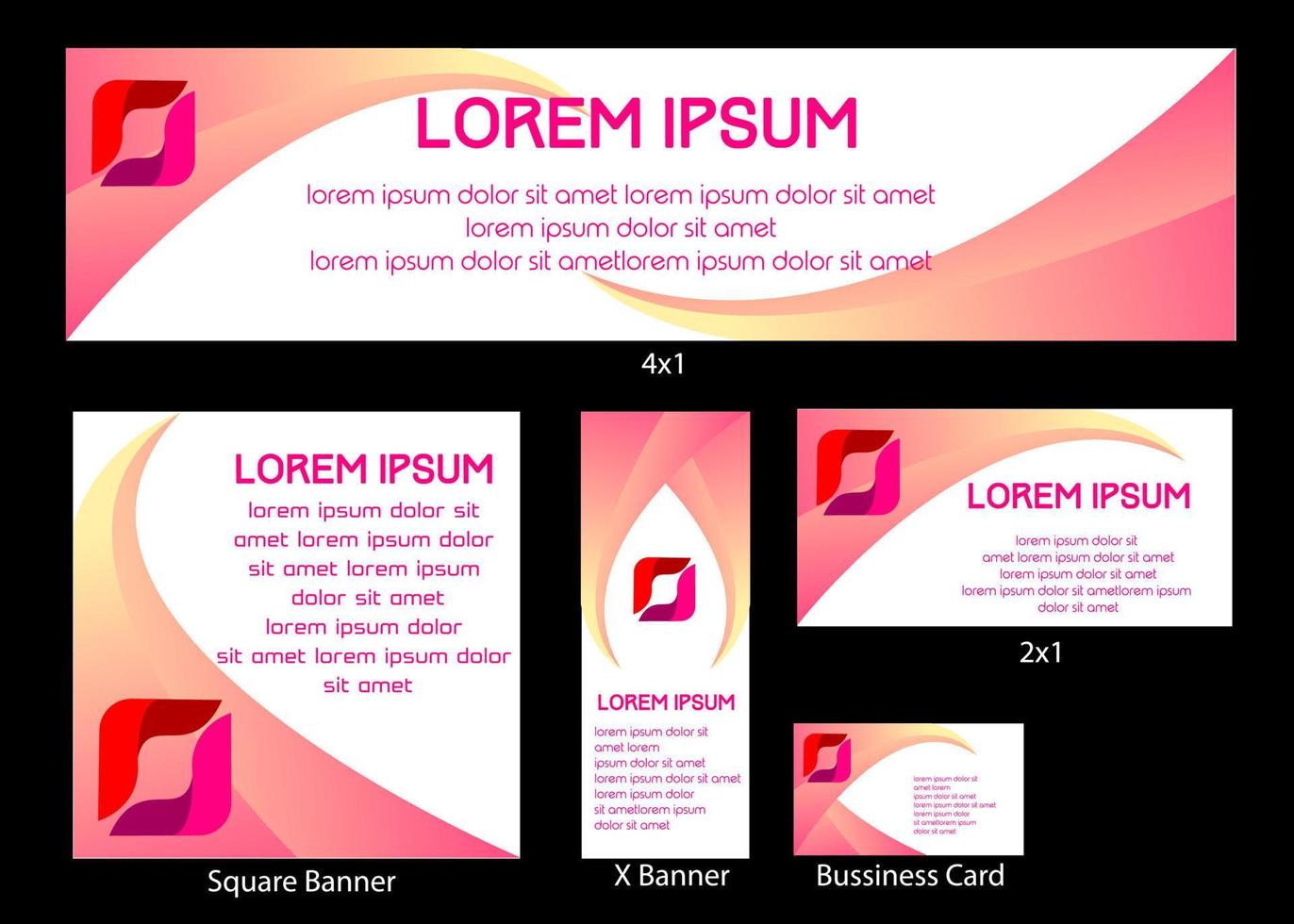 beautiful girly feminine company banner backdrop advertisement corporate set or pack vector