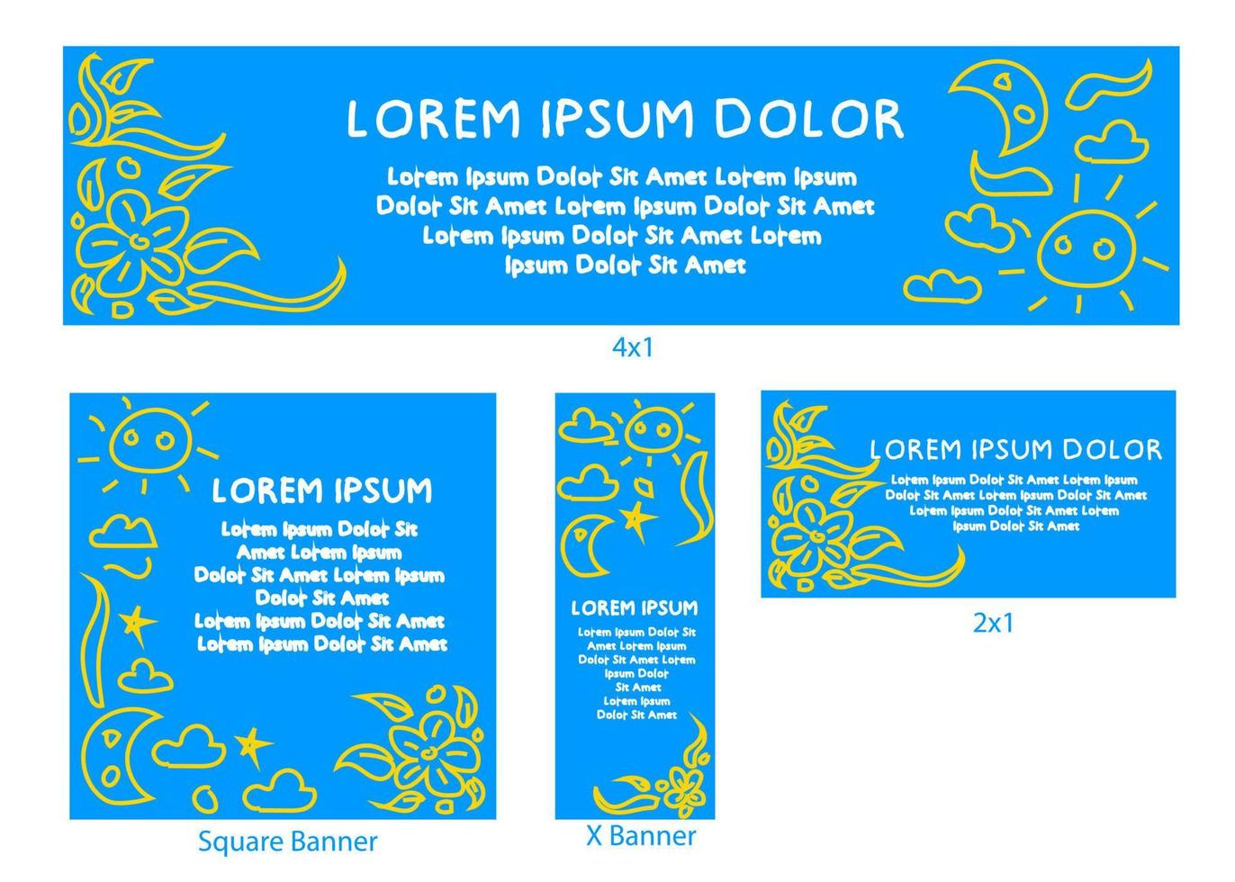 Blue doodle company banner backdrop advertisement corporate set or pack vector