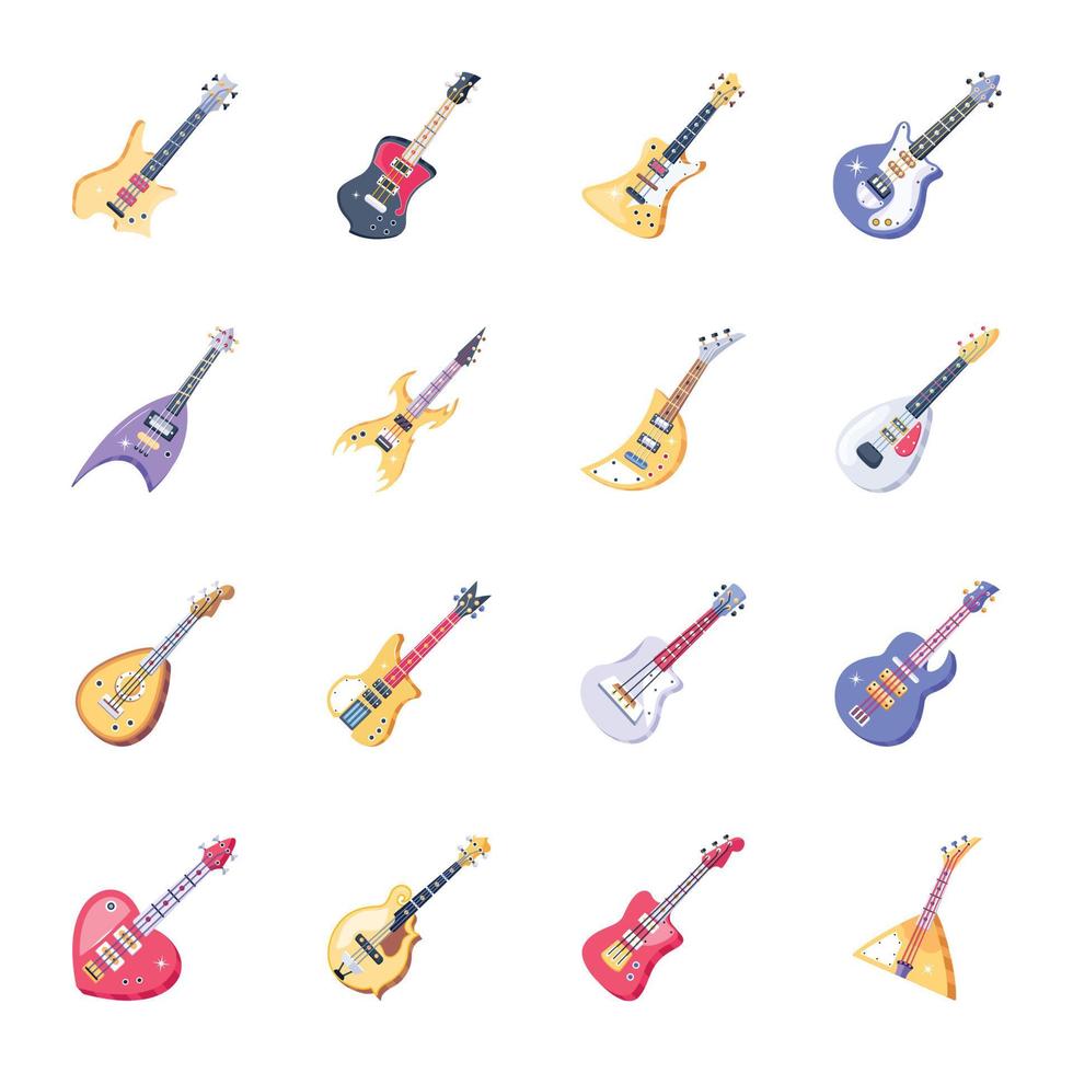 Pack of Musical Instruments Flat Vectors