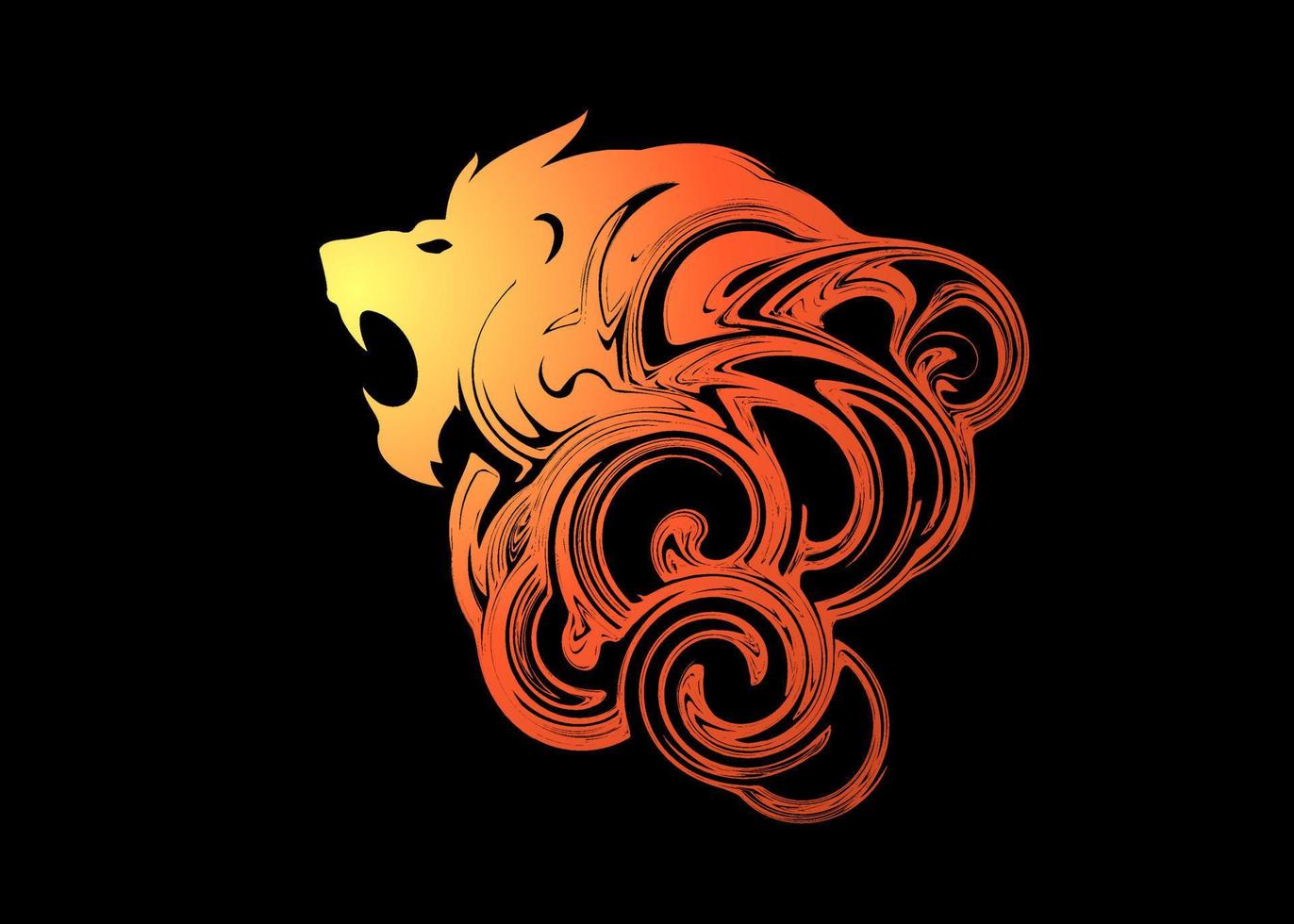 Beautiful Abstract Animal Lion Roar silhouette painting wallpaper or background vector