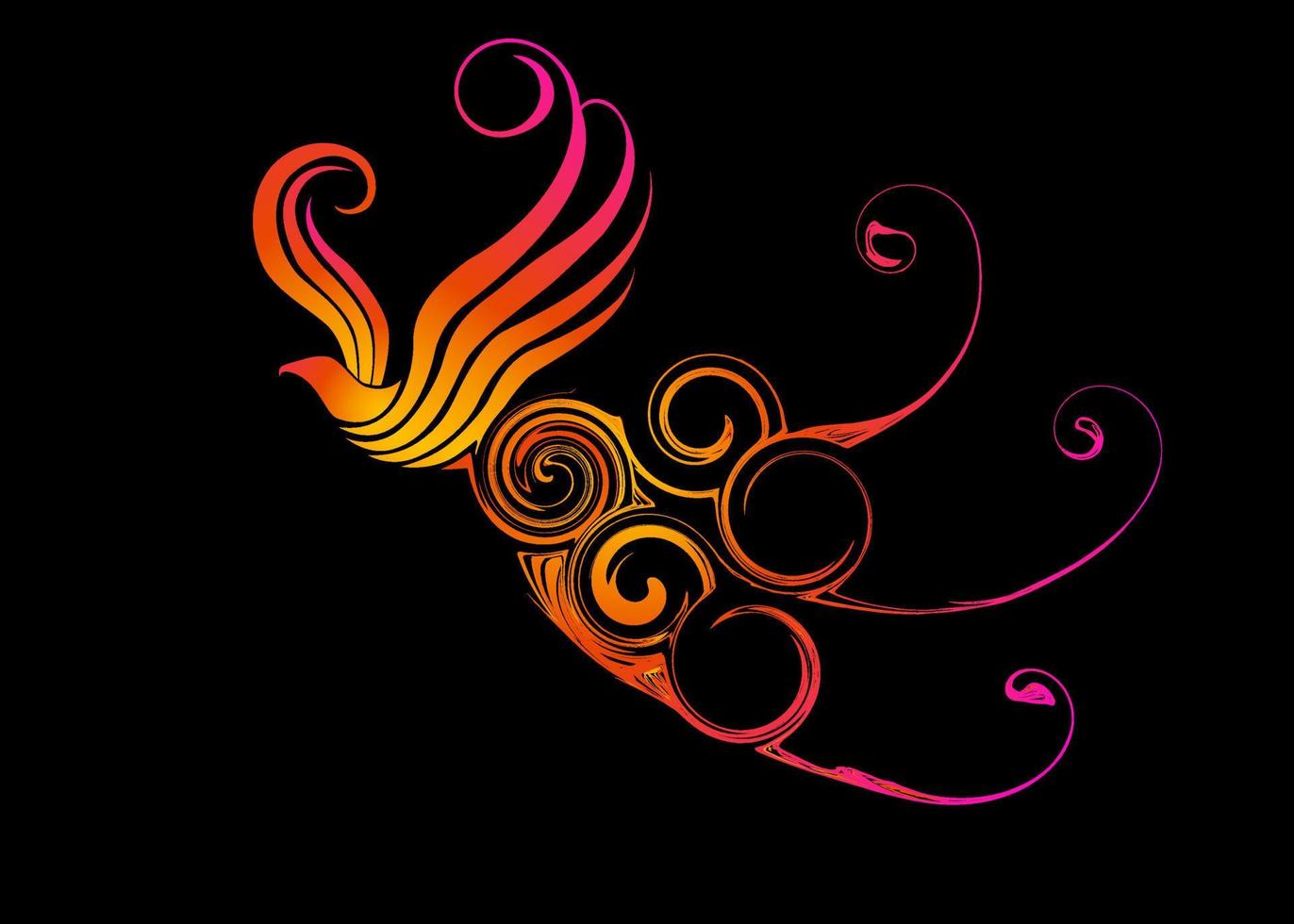 Beautiful Abstract and colorful bird phoenix flying wallpaper background painting vector