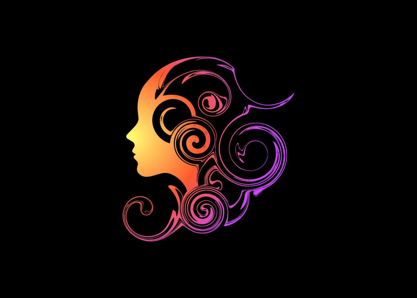 Beautiful Abstract Woman Girl Face Head side Silhouette Art Painting Wallpaper Background vector