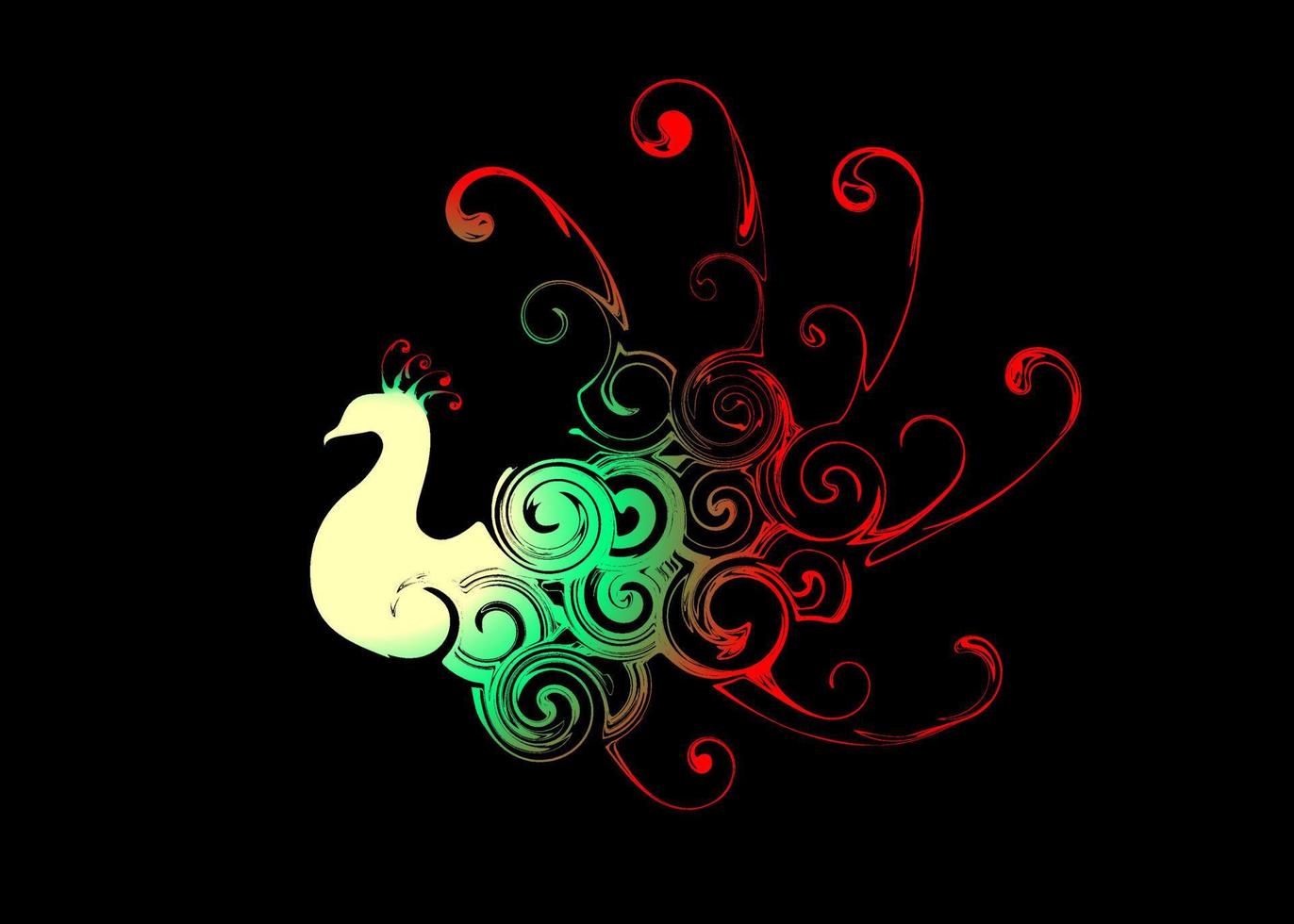 Beautiful Abstract and colorful swan or peacock bird silhouette wallpaper background painting vector