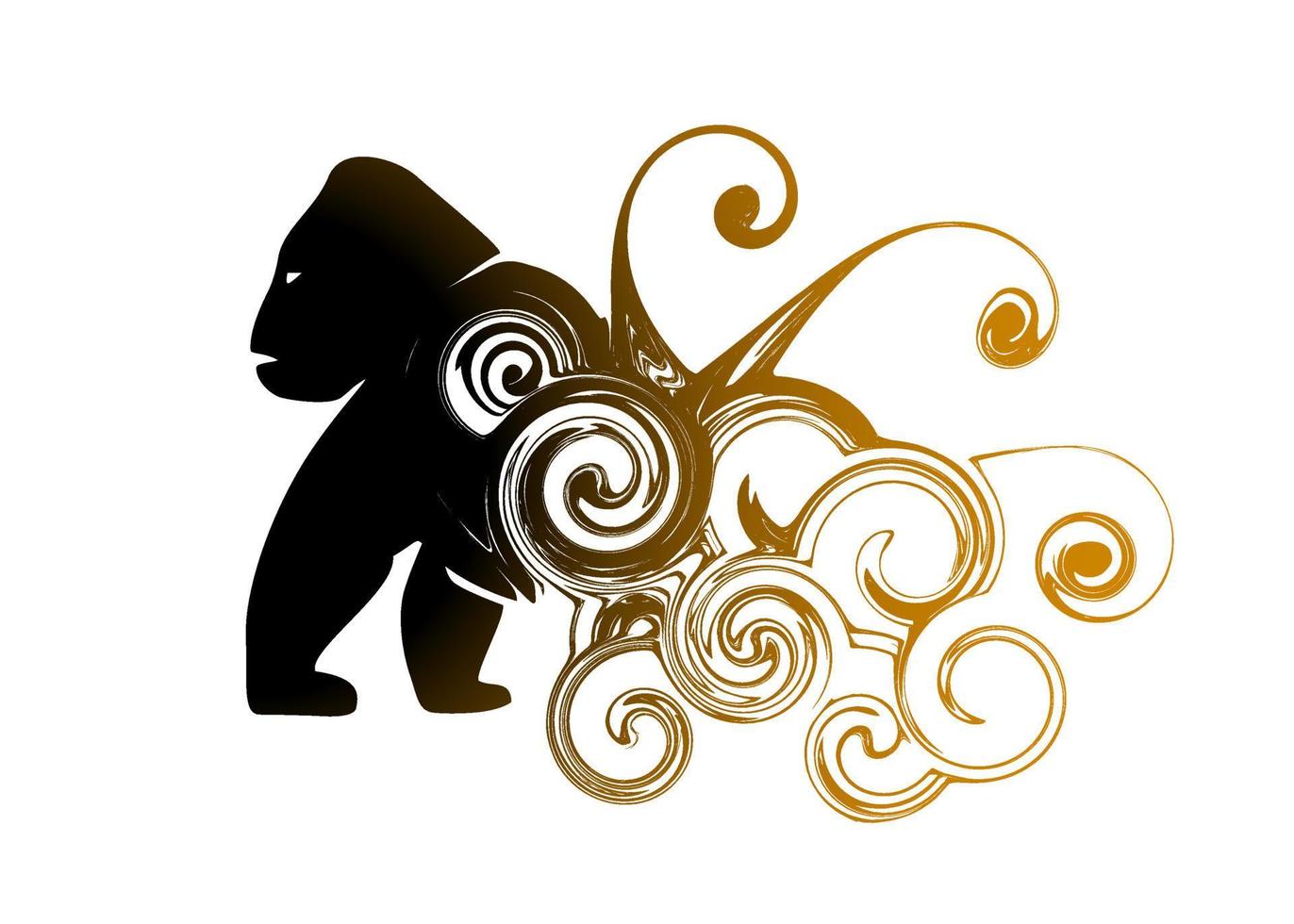 Beautiful Abstract and colorful Gorilla Walking Silhouette wallpaper background painting vector