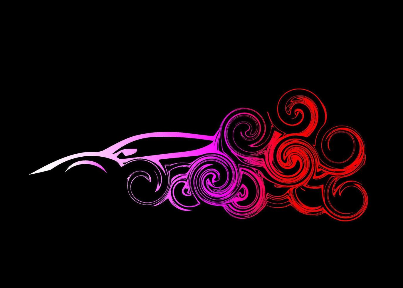 Abstract Silhouette Sport Car race in smoke like burn out wallpaper background print vector