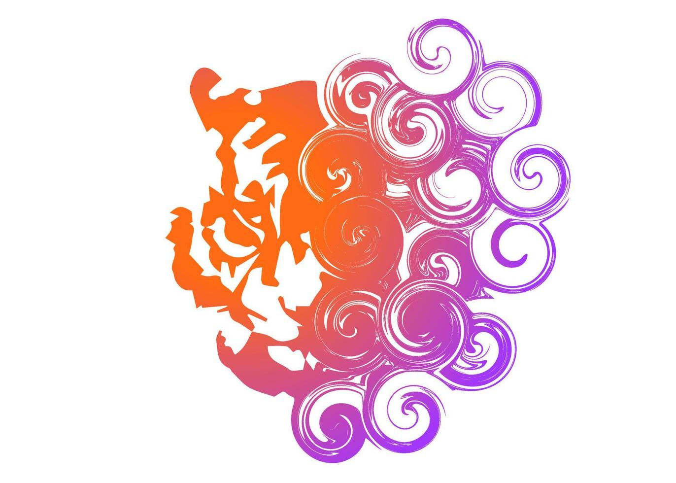 Beautiful Abstract and colorful Tiger Head Silhouette wallpaper background painting vector