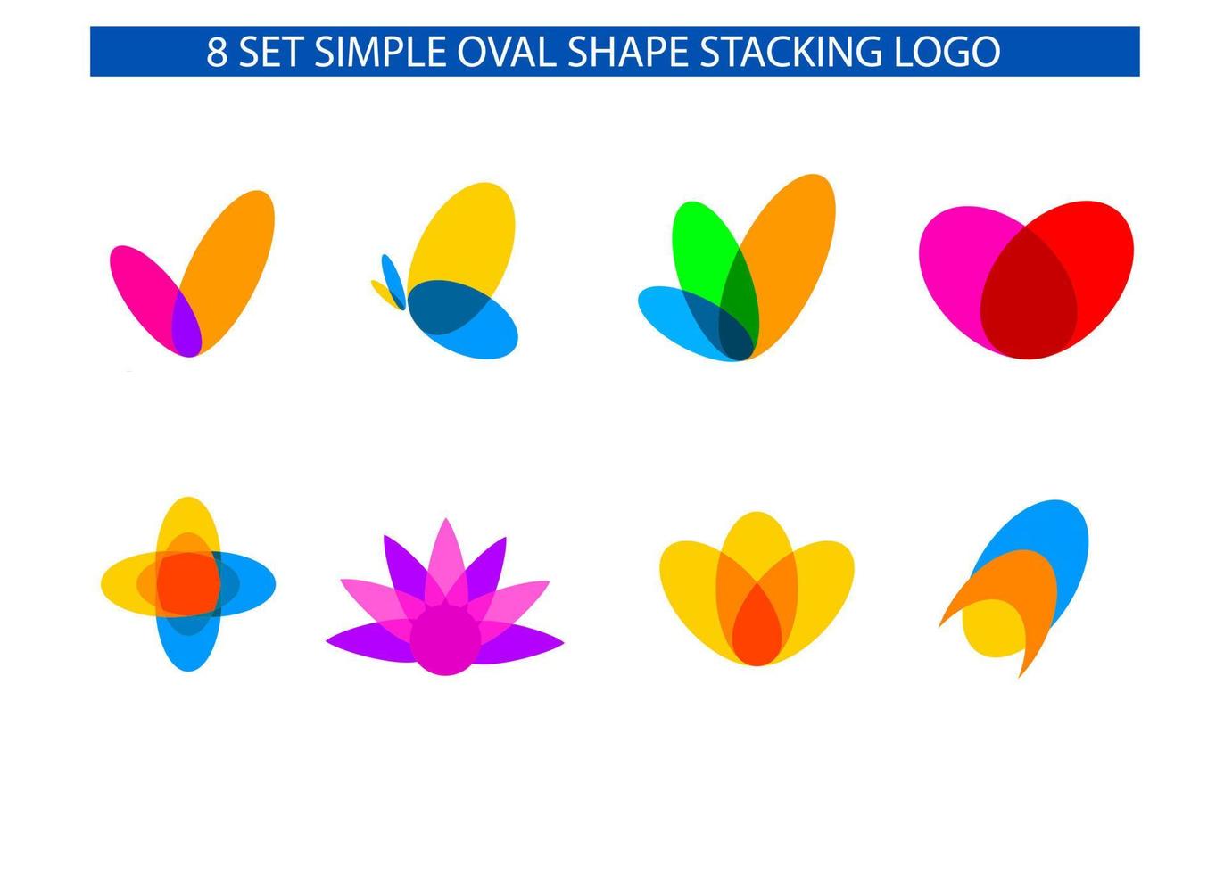 8 inspiration set of simple colorful oval shape stacking logo vector