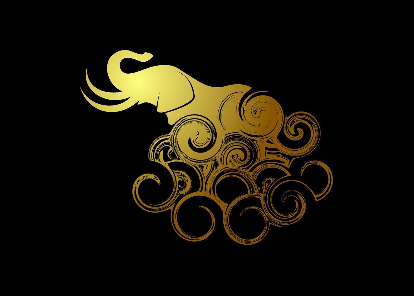 hermoso fondo de pantalla de silueta abstracta de elefante dorado en degradado vector