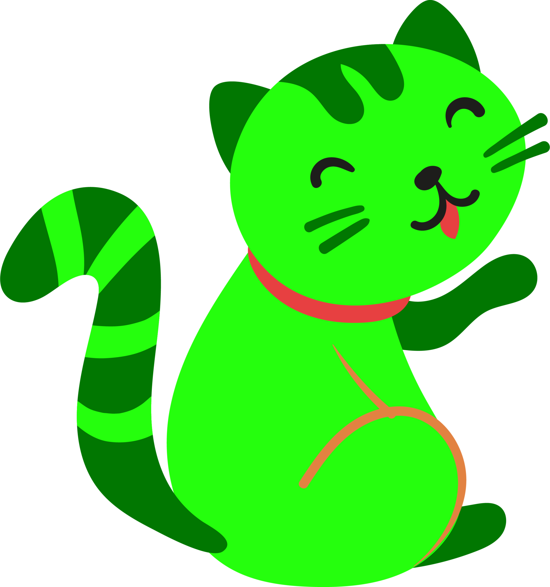 Free Funny green cat 18869407 PNG with Transparent Background