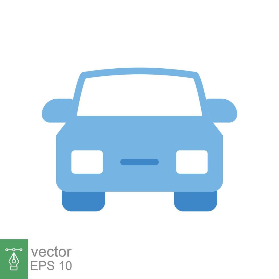 icono de vista frontal del coche. símbolo de signo de estilo plano simple. auto, vista, deporte, carrera, concepto de transporte. ilustración vectorial aislado sobre fondo blanco. eps 10. vector