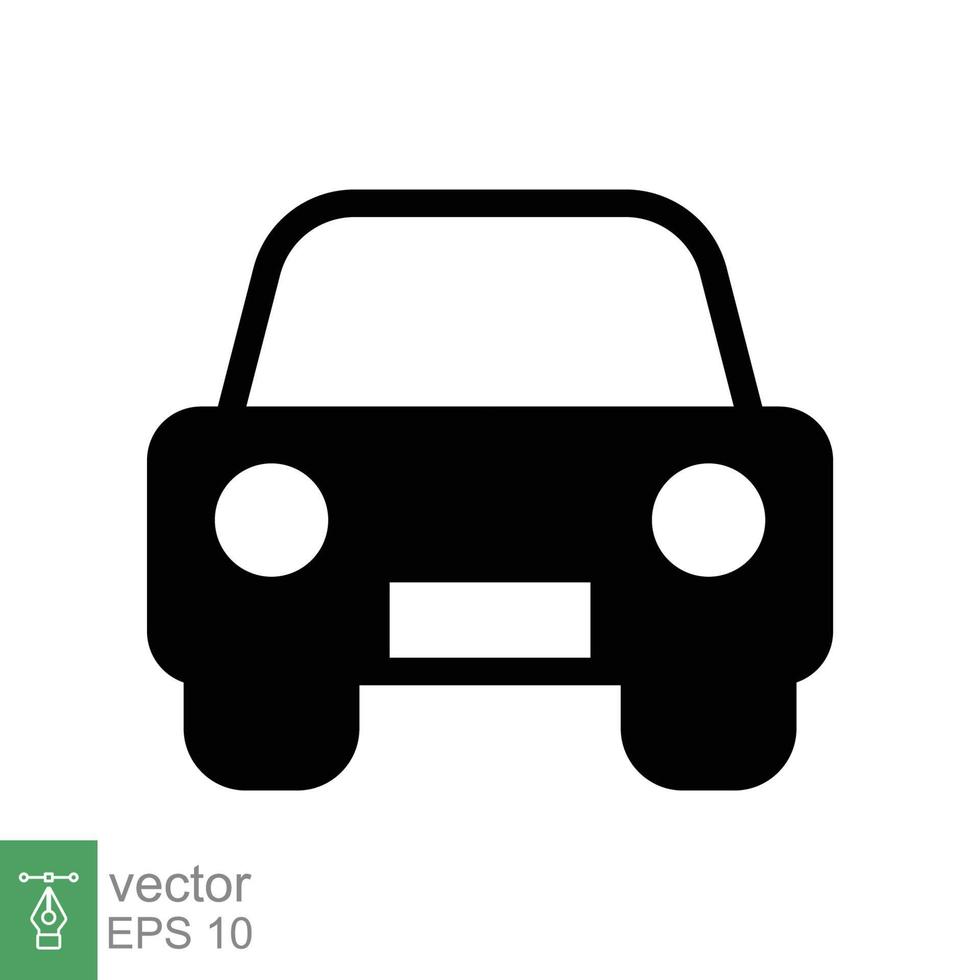 icono de glifo delantero del coche. símbolo de signo de estilo sólido simple. auto, vista, deporte, carrera, concepto de transporte. ilustración vectorial aislado sobre fondo blanco. eps 10. vector