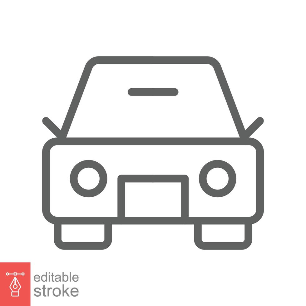 Car front line icon. Simple outline style sign symbol. Auto, view, sport, race, transport concept. Vector illustration isolated on white background. Editable stroke EPS 10.