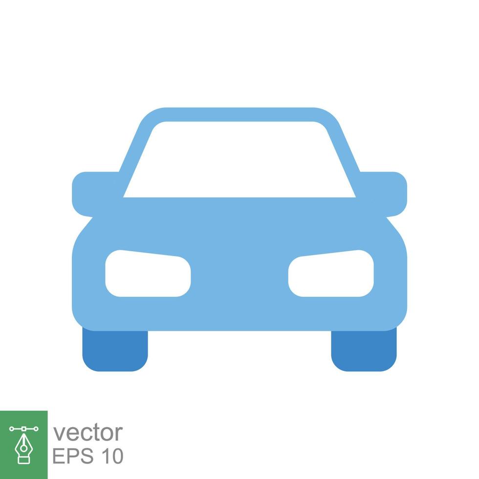 icono de vista frontal del coche. símbolo de signo de estilo plano simple. auto, vista, deporte, carrera, concepto de transporte. ilustración vectorial aislado sobre fondo blanco. eps 10. vector