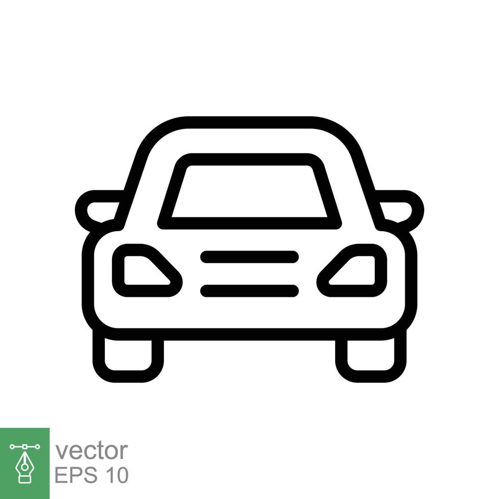 icono de primera línea de coche. símbolo de signo de estilo de esquema simple. auto, vista, deporte, carrera, concepto de transporte. ilustración vectorial aislado sobre fondo blanco. eps 10. vector