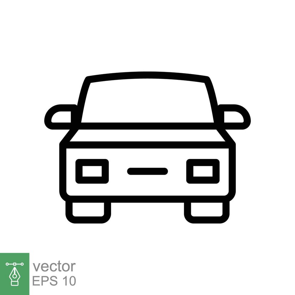 icono de primera línea de coche. símbolo de signo de estilo de esquema simple. auto, vista, deporte, carrera, concepto de transporte. ilustración vectorial aislado sobre fondo blanco. eps 10. vector