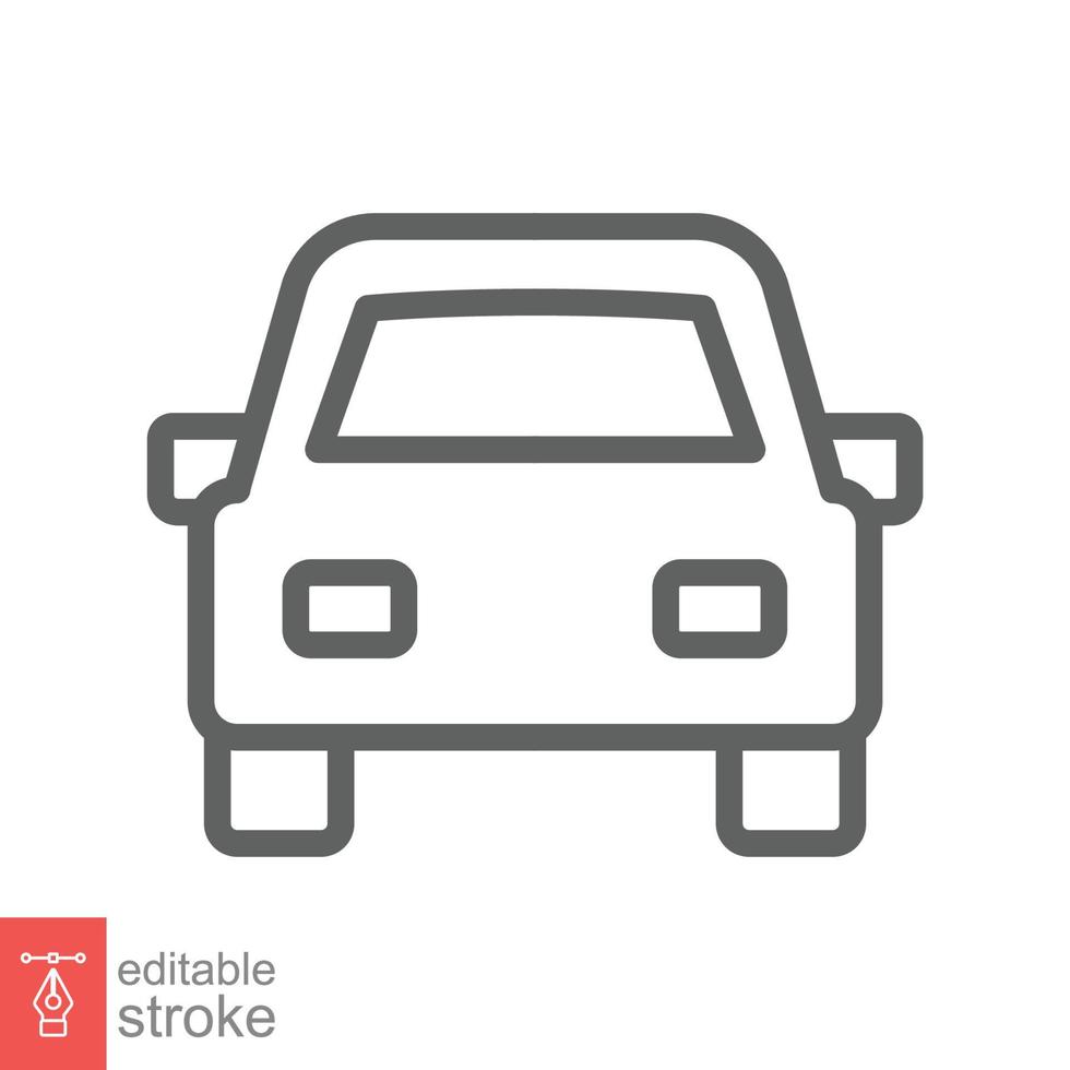 icono de primera línea de coche. símbolo de signo de estilo de esquema simple. auto, vista, deporte, carrera, concepto de transporte. ilustración vectorial aislado sobre fondo blanco. trazo editable eps 10. vector