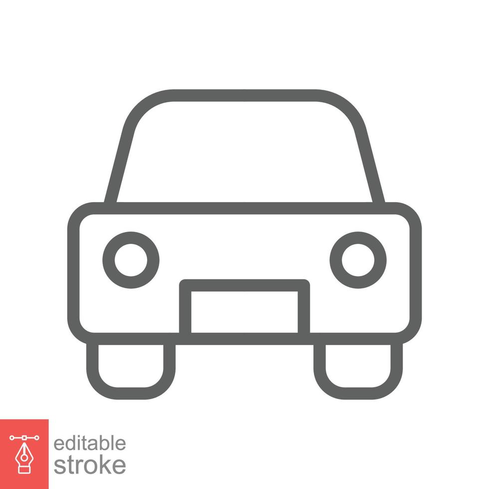 icono de primera línea de coche. símbolo de signo de estilo de esquema simple. auto, vista, deporte, carrera, concepto de transporte. ilustración vectorial aislado sobre fondo blanco. trazo editable eps 10. vector