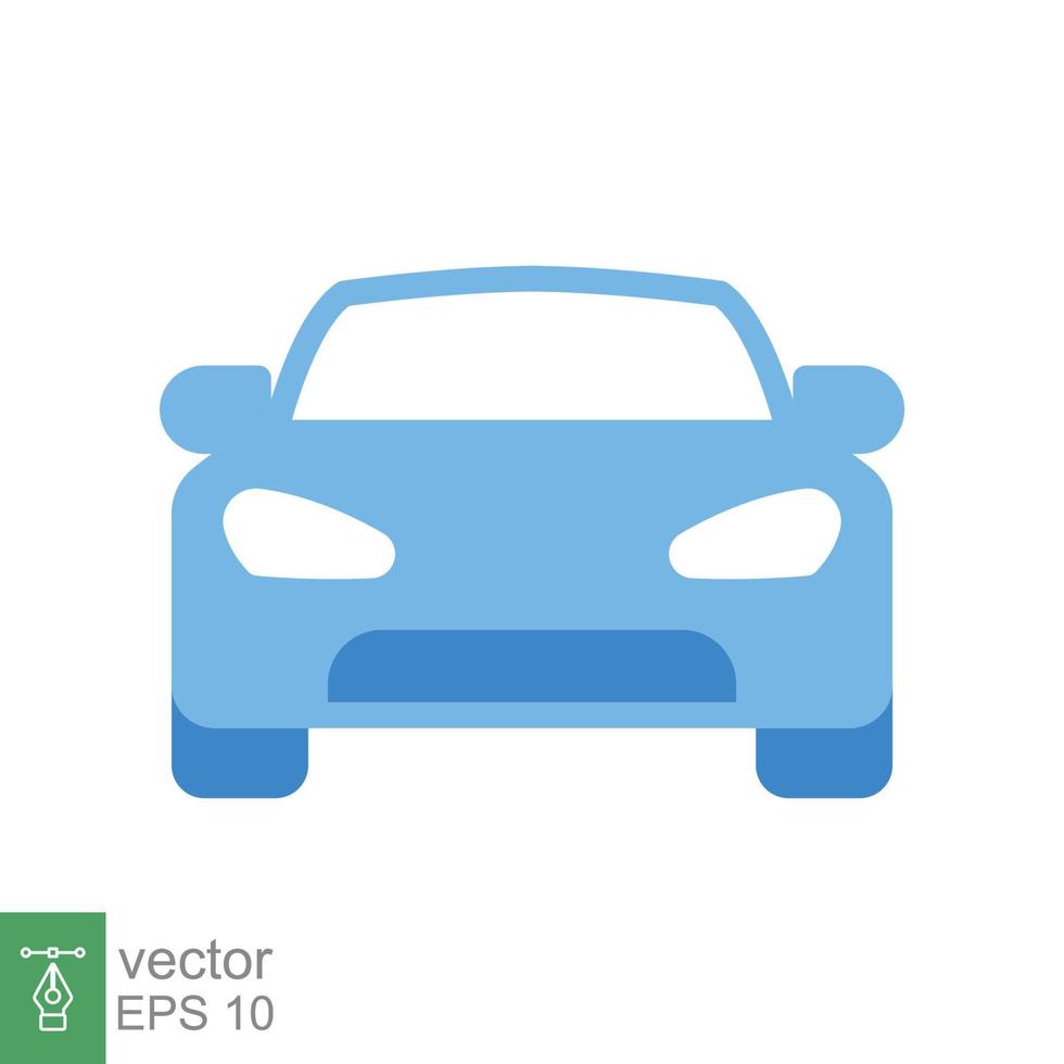 icono de vista frontal del coche. símbolo de signo de estilo plano simple. auto, vista, deporte, carrera, concepto de transporte. ilustración vectorial aislado sobre fondo blanco. eps 10. vector