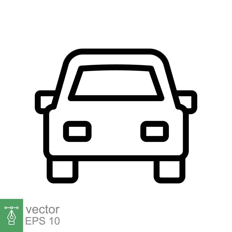 Car front line icon. Simple outline style sign symbol. Auto, view, sport, race, transport concept. Vector illustration isolated on white background. EPS 10.