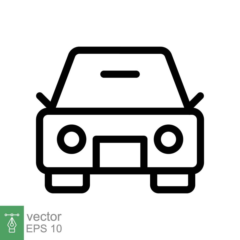 icono de primera línea de coche. símbolo de signo de estilo de esquema simple. auto, vista, deporte, carrera, concepto de transporte. ilustración vectorial aislado sobre fondo blanco. eps 10. vector