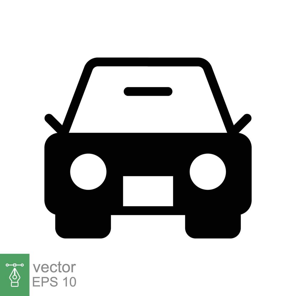 Car front glyph icon. Simple solid style sign symbol. Auto, view, sport, race, transport concept. Vector illustration isolated on white background. EPS 10.