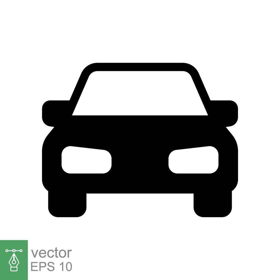 icono de glifo delantero del coche. símbolo de signo de estilo sólido simple. auto, vista, deporte, carrera, concepto de transporte. ilustración vectorial aislado sobre fondo blanco. eps 10. vector