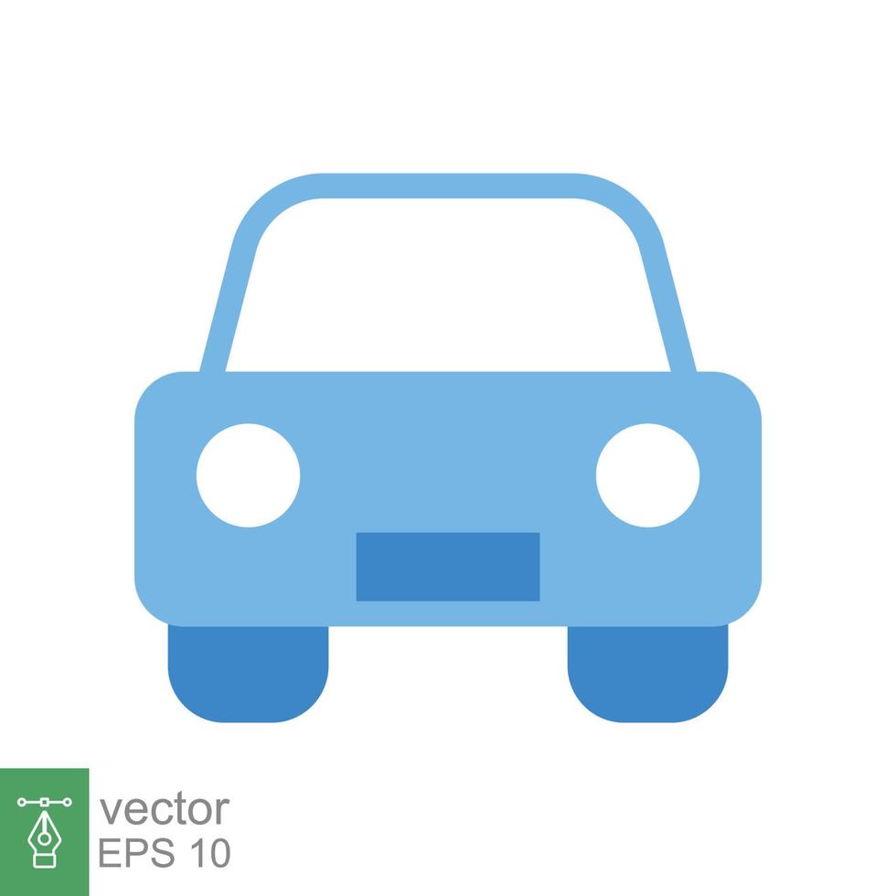 icono de vista frontal del coche. símbolo de signo de estilo plano simple. auto, vista, deporte, carrera, concepto de transporte. ilustración vectorial aislado sobre fondo blanco. eps 10. vector