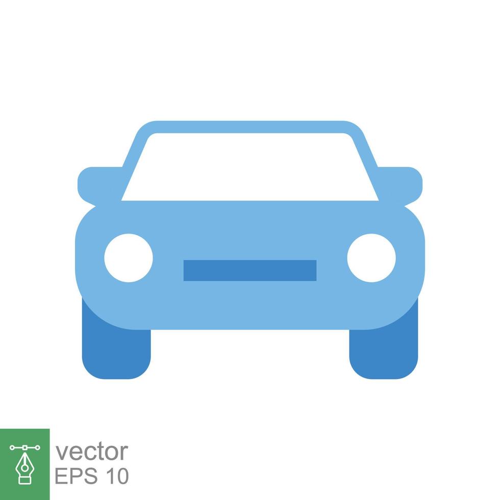 icono de vista frontal del coche. símbolo de signo de estilo plano simple. auto, vista, deporte, carrera, concepto de transporte. ilustración vectorial aislado sobre fondo blanco. eps 10. vector