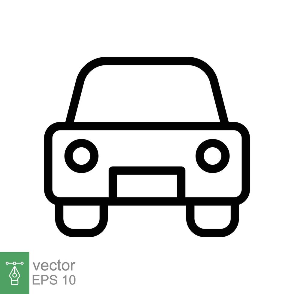 icono de primera línea de coche. símbolo de signo de estilo de esquema simple. auto, vista, deporte, carrera, concepto de transporte. ilustración vectorial aislado sobre fondo blanco. eps 10. vector