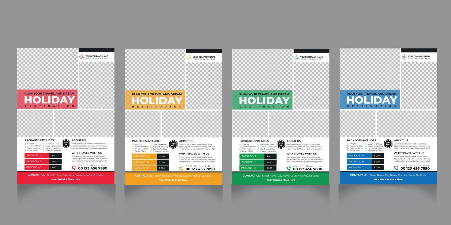 Travel and Tour Holiday Flyer Design Template for your business or service vector