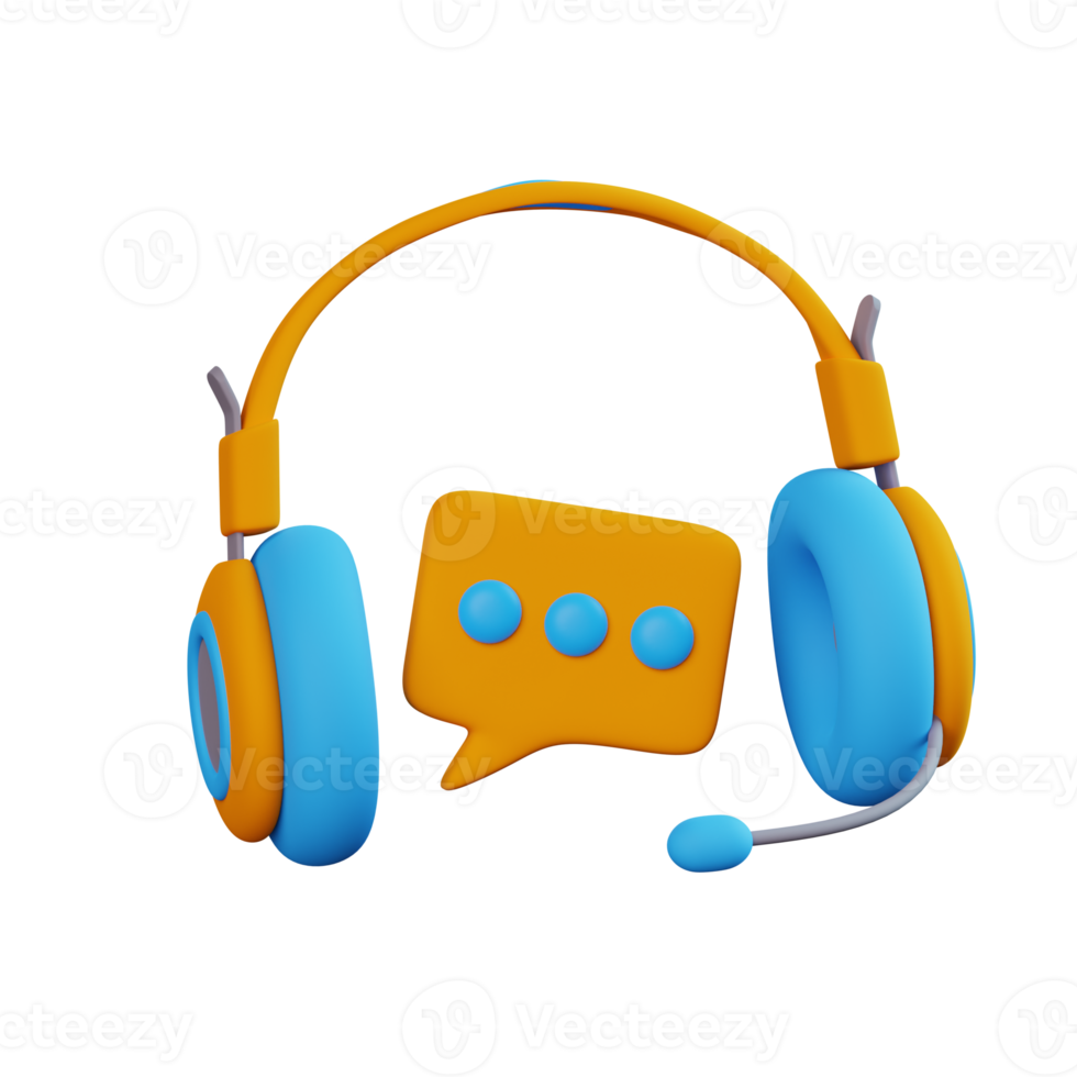 auriculares 3d con burbujas de discurso png