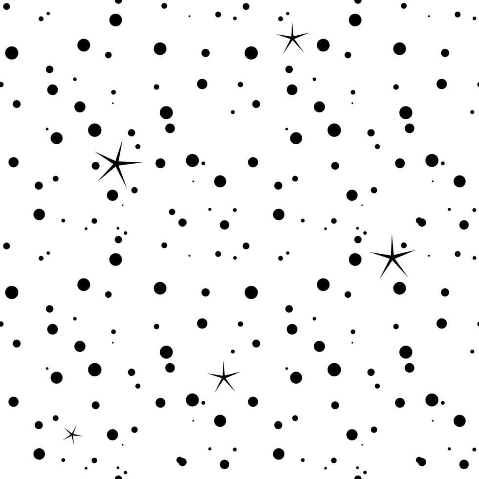 patrón transparente con puntos negros y estrellas en blanco. fondo para su diseño vector