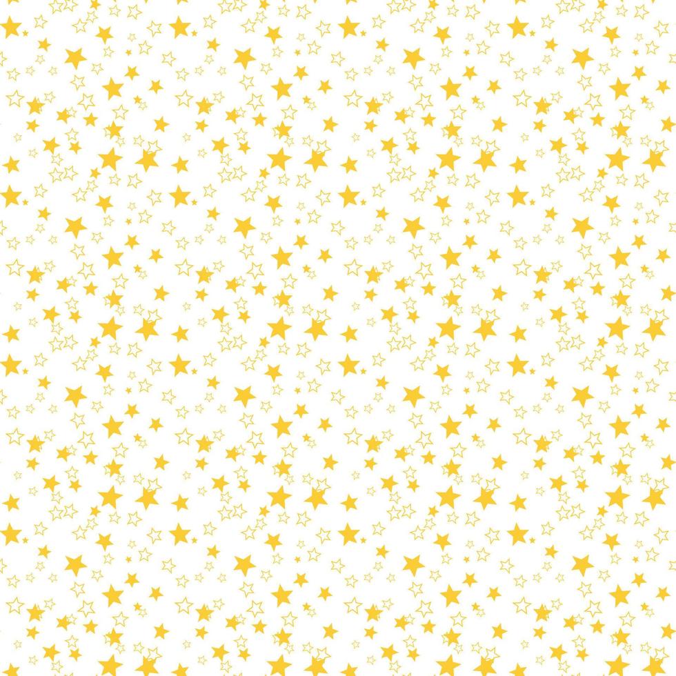Seamless background with golden stars on white. Christmas or New Year pattern. Festive wrap vector