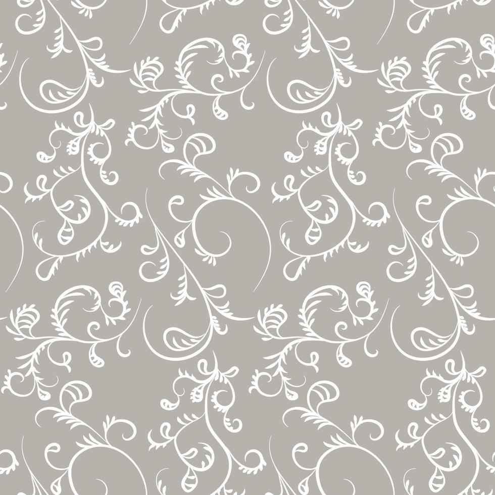 Seamless pattern with swirls on beige. Classic wallpaper, wrapping paper, background vector