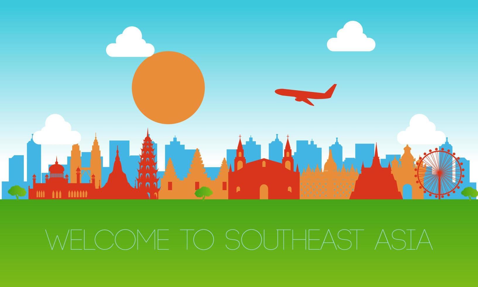 famous landmark of southeast Asia,travel destination vector